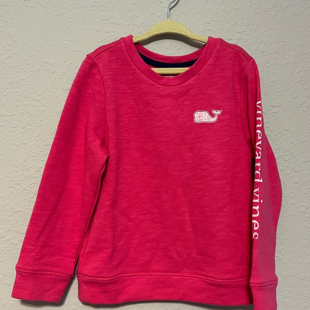 Vineyard Vines Kids Bright Pink Sweatshirt with Whale Logo